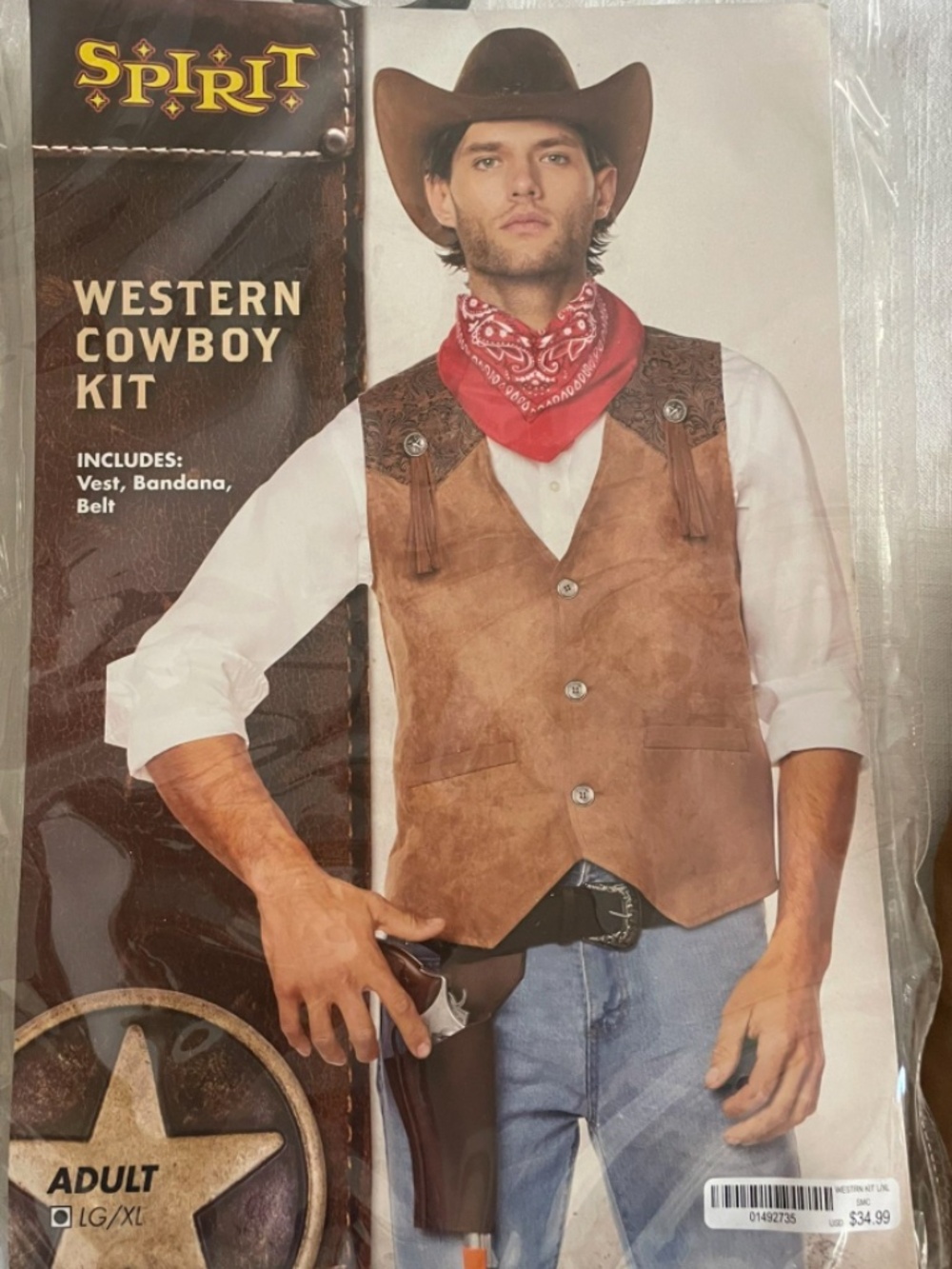 Western Cowboy Costume. Adult Halloween Costume XL